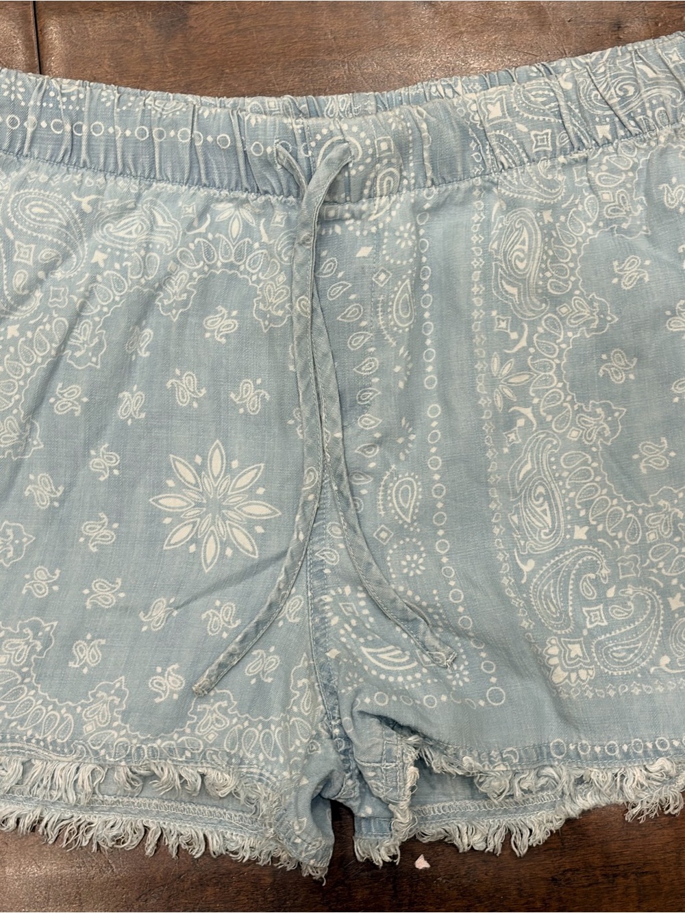 Light Blue Bandana Print Drawstring Shorts Size Small